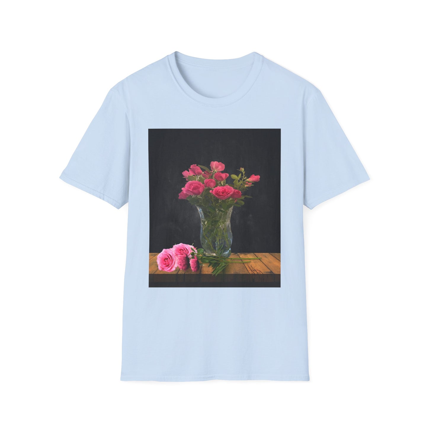 Floral Long Stemmed Red Roses Bouquet T-Shirt, Softstyle Tee Inspired by Nature, Gift for Garden Lovers, Spring/Summer Fashion, Flowers Design