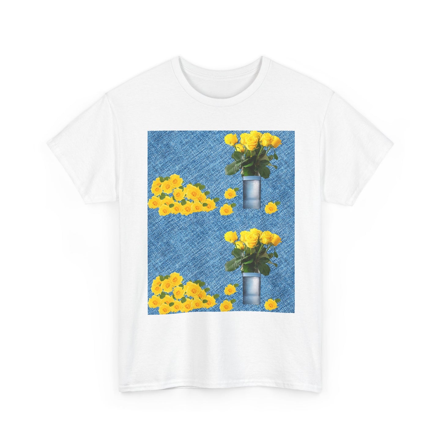 Sunflower double the pretty Bouquet Unisex Heavy Cotton Tee, Floral Graphic Tee, Casual Wear, Gift for Her, Summer Fashion, Eco-Friendly T-Shirt