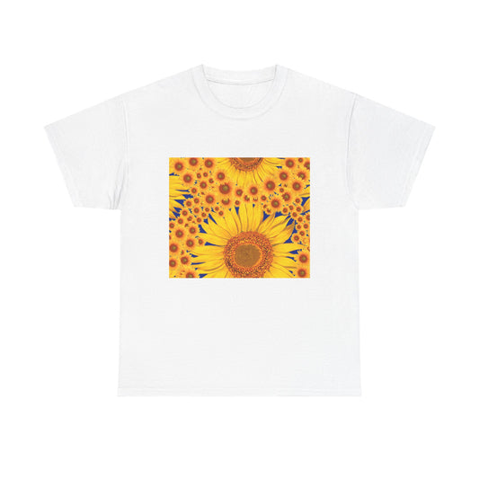 Sunflower Vibes Unisex Heavy Cotton Tee - Perfect for Summer, Nature Lovers, Gardening Celebrations, Casual Wear, Gift Ideas