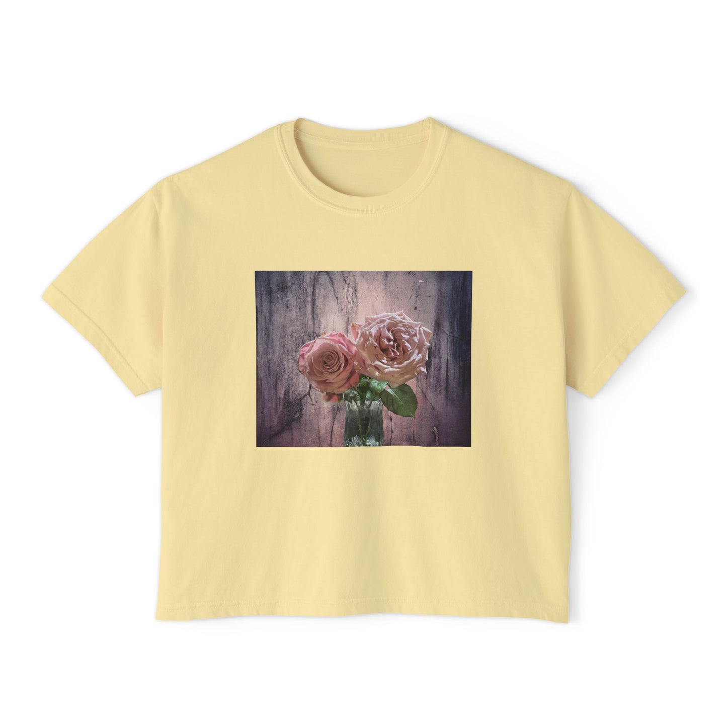 Floral Women's Boxy Tee, Casual Top, Gift for Her, Summer Style, Vintage Bloom Graphic Tee, Everyday Wear
