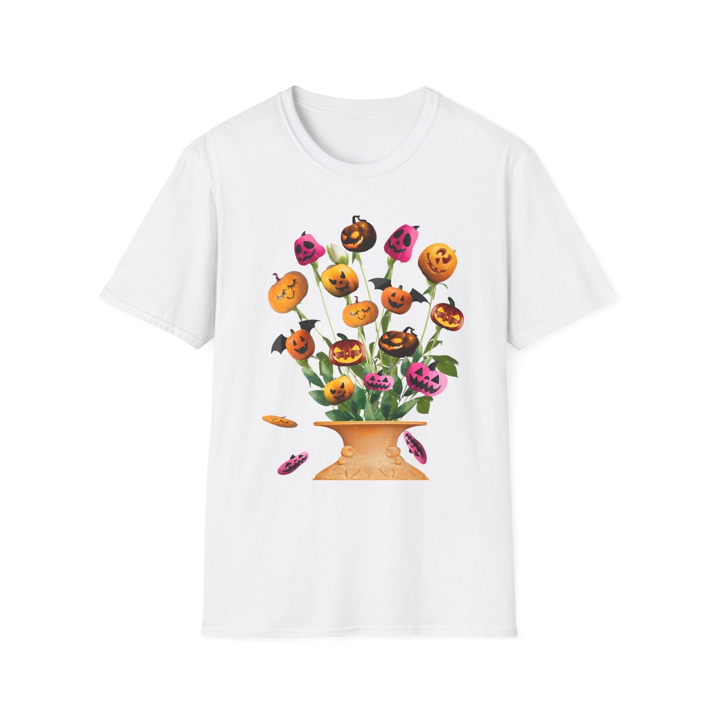 Halloween Pumpkin Bouquet T-Shirt, Cute Fall Tee, Unisex Graphic Shirt, Ideal for Halloween Parties, Seasonal Gift Idea