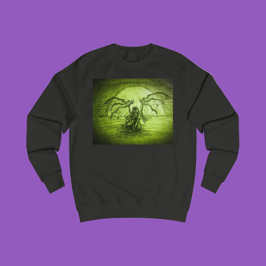 Gothic Art Original Female Elf Scary graphic Unisex Sweatshirt - Spooky Fashion, Halloween Apparel, Graphic Sweatshirt, Unique Gift, Cozy Casual Wear