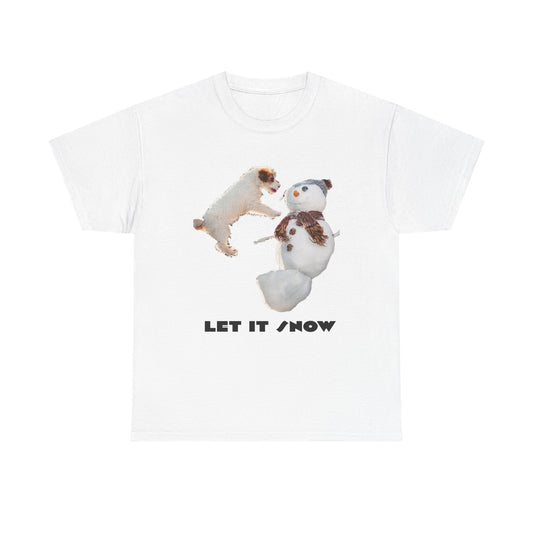 Let It Snow Dog & Snowman Tee — Funny Cute Holiday T-Shirt