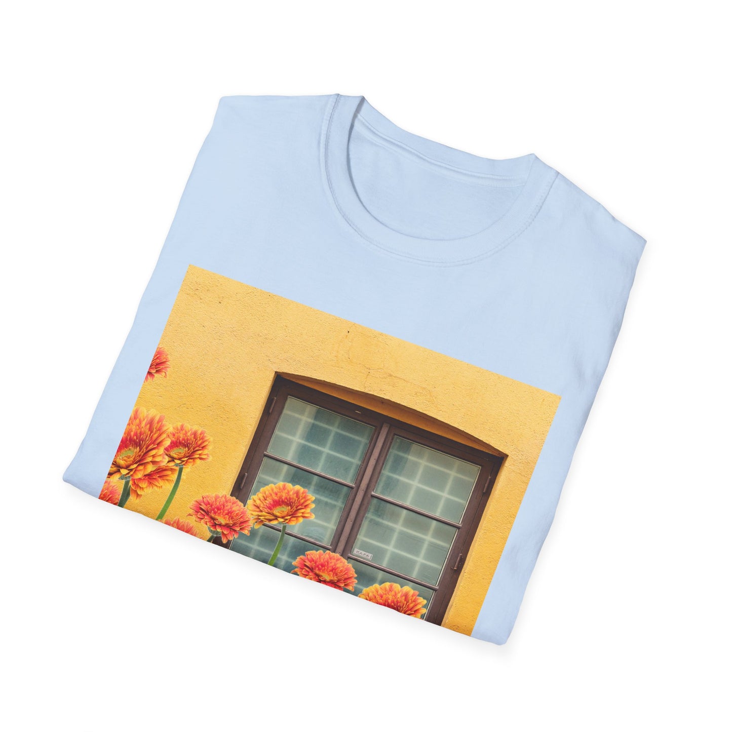 Vibrant Flower Catalina Window Tee - Unisex Softstyle T-Shirt, Floral Graphic Shirt, Spring Fashion, Gift Idea, Art Lover's Top, Summer Outfit