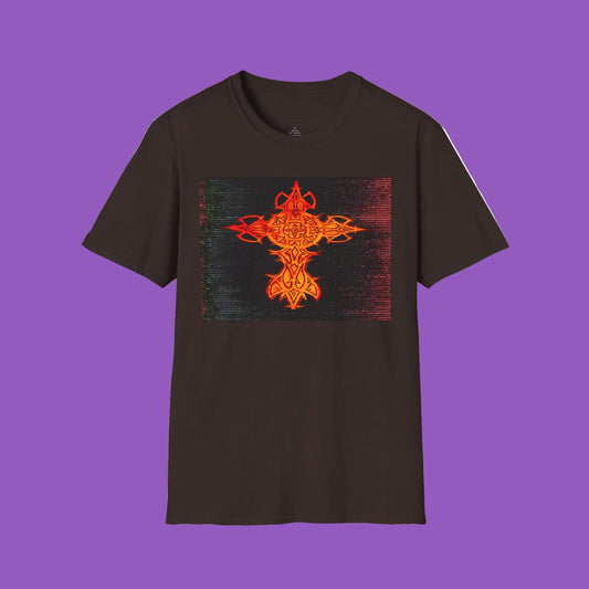 Fiery Celtic Cross T-Shirt – Tribal Flame Graphic Tee