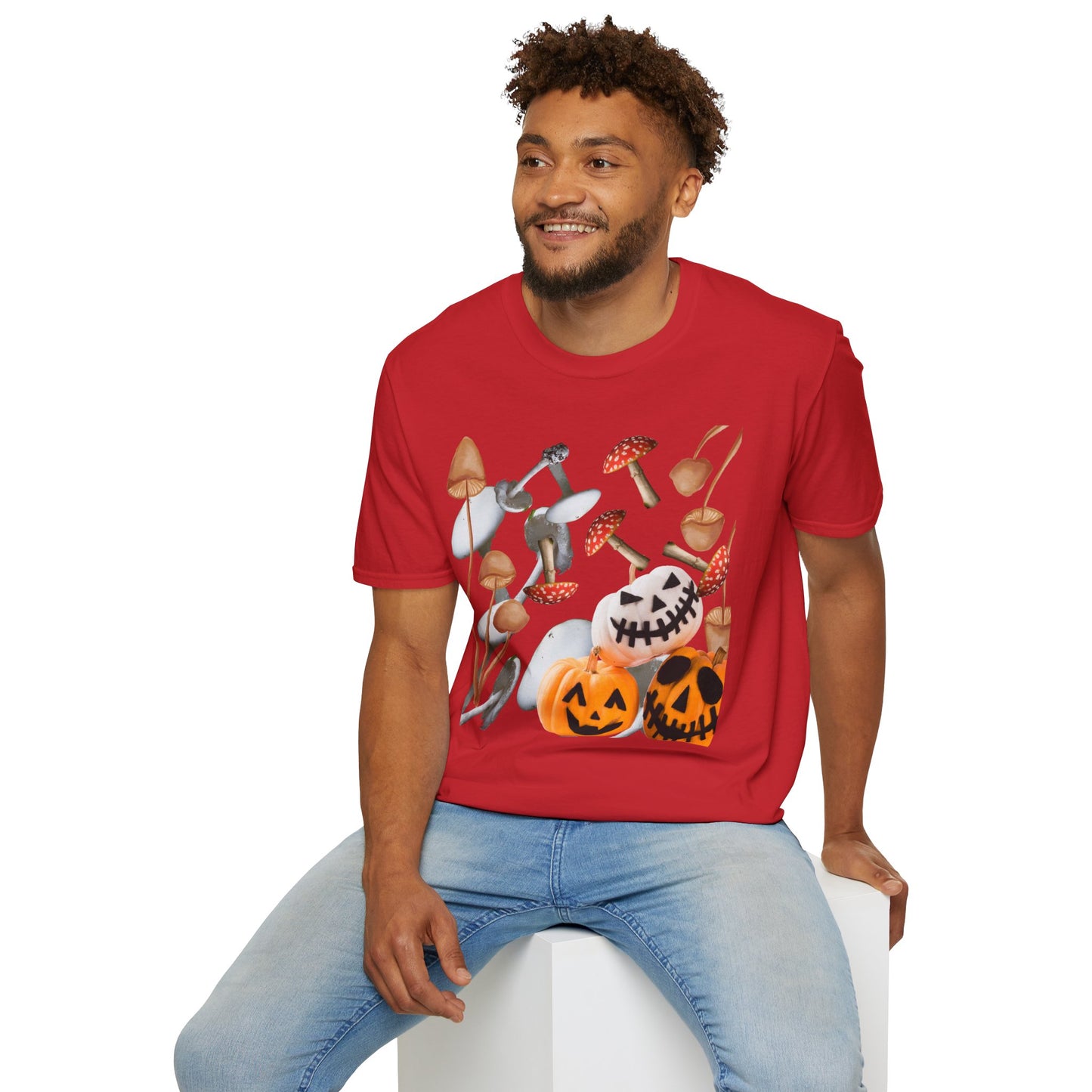 Funny Mushrooms Unisex T-Shirt - Falling from the Sky Pumpkinheads