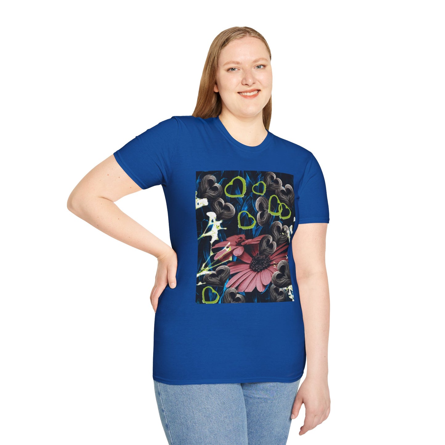 Floral Heart Unisex T-Shirt, Soft Cotton Tee, Casual Wear, Gift for Her/Him, Trendy Graphic Tee, Stylish Everyday Shirt