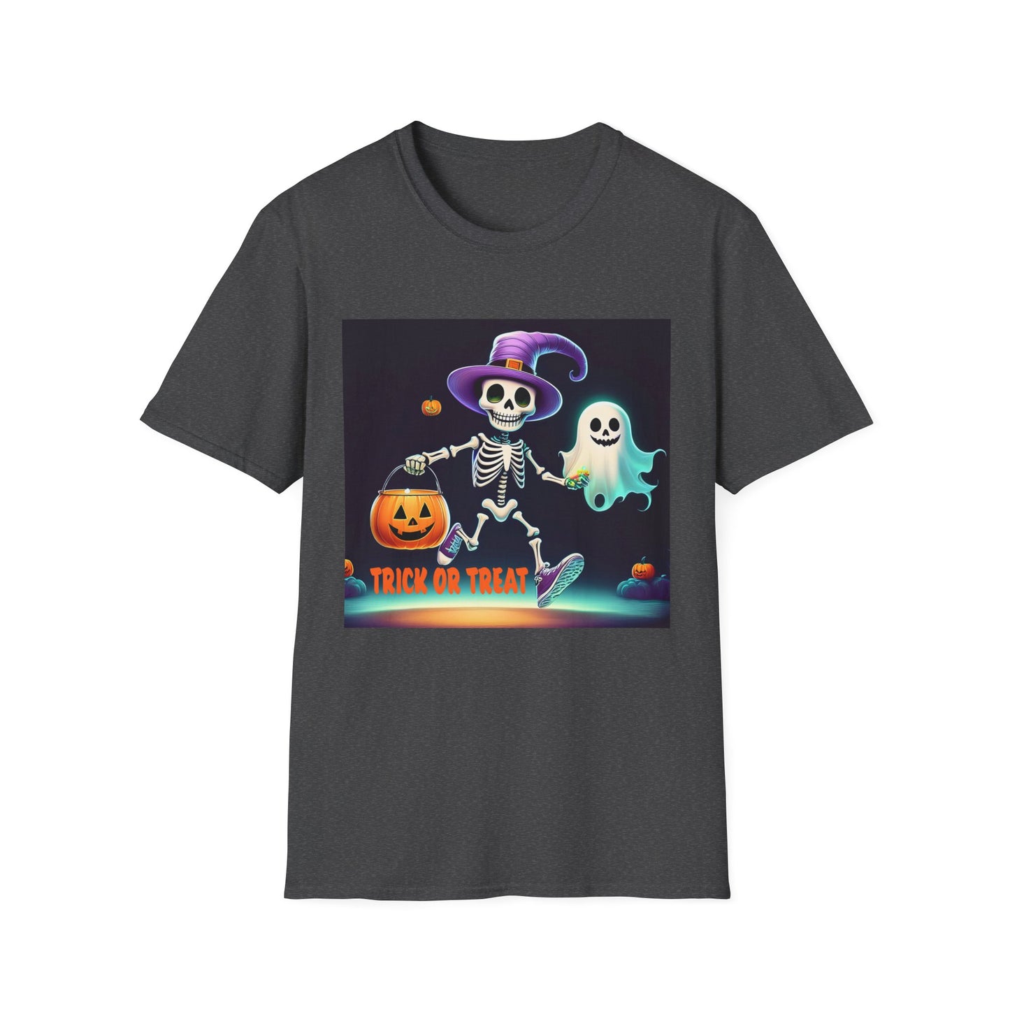 Halloween Skeleton Unisex T-Shirt, Trick or Treat Tee, Spooky Season Apparel, Ghost Theme Shirt, Halloween Costume Top