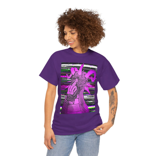 Vaporwave Dragon T-Shirt — Glitch Art Neon Purple Dragon Tee