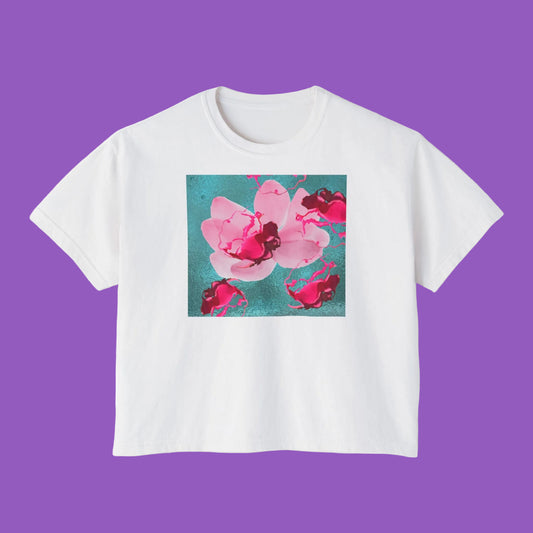 Tee with Floating Roses Design