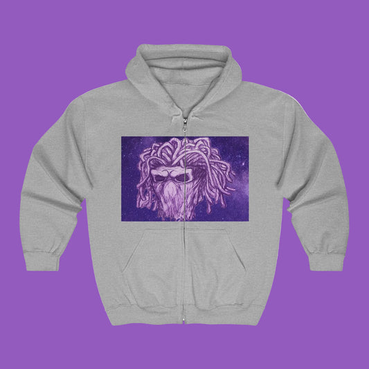 Starred Cosmic Purple Masked Skull Demon Hoodie