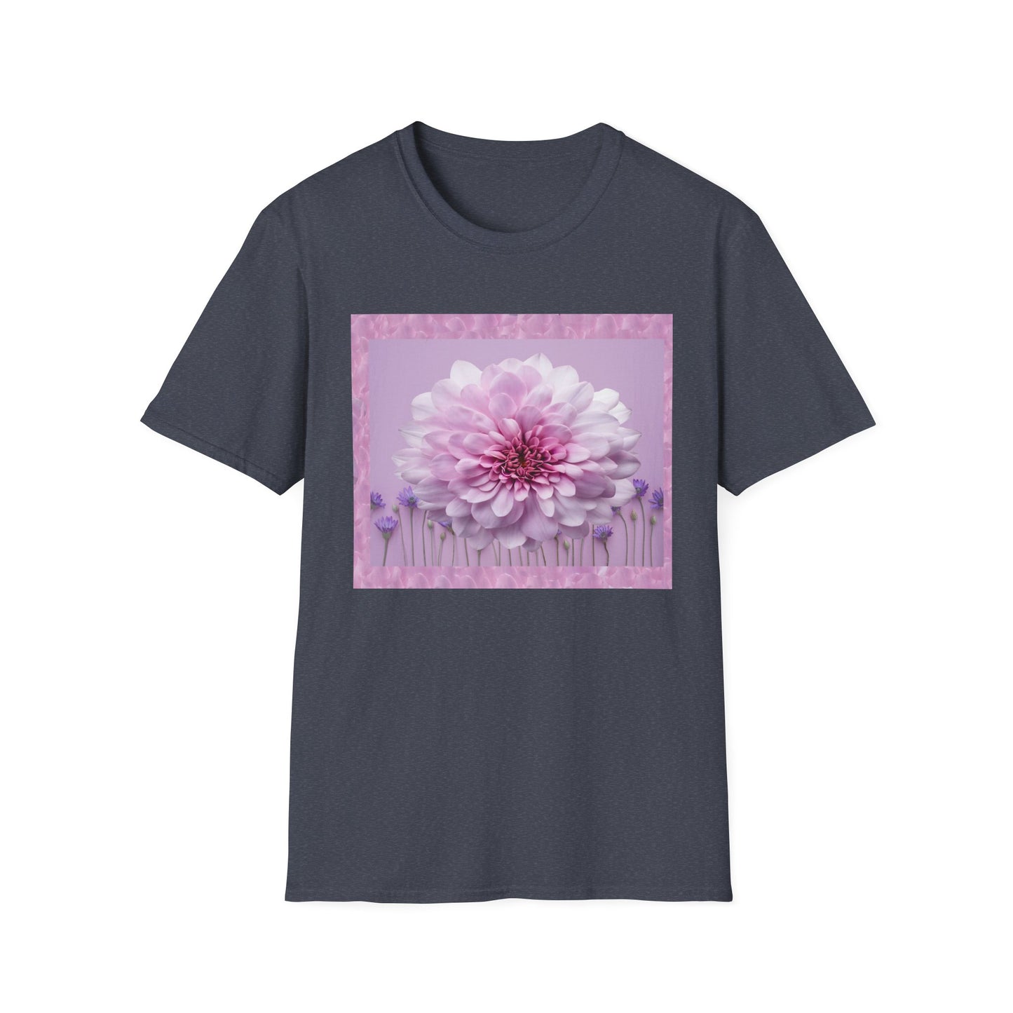 Pink Floral Art Unisex T-Shirt, Softstyle Tee, Summer Fashion, Gift for Her, Floral Shirt, Casual Wear