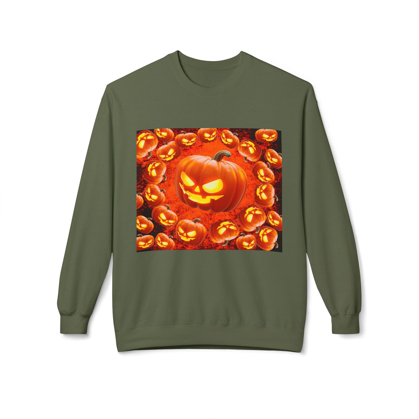 Halloween Pumpkin Planet Crewneck Sweatshirt, Cozy Unisex Fleece, Fall Fashion, Spooky Vibes, Seasonal Sweatshirt, Perfect for Autumn