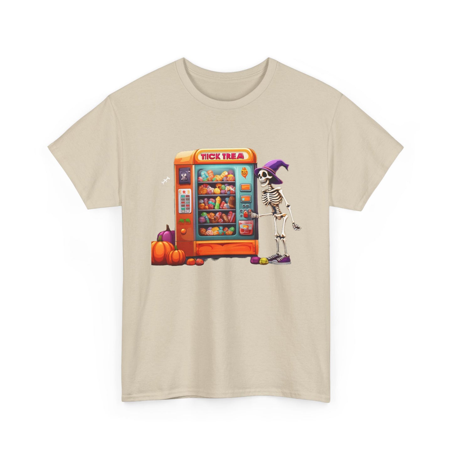 Halloween Skeleton Vending Machine Tee | Unisex Heavy Cotton T-Shirt, Spooky Shirt, Fall Fashion, Trick or Treat Top, Halloween Costume
