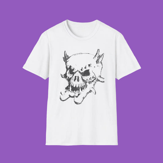 Skull Sketch T-Shirt — Edgy Grunge Graphic Tee