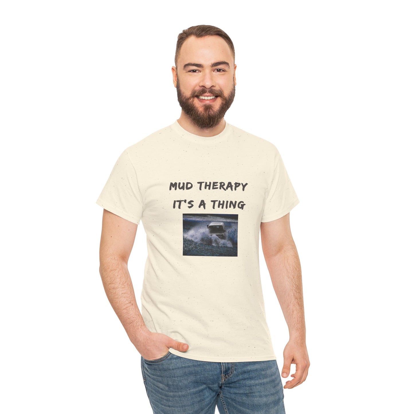 Mud Therapy 4 wheeling Unisex Heavy Cotton Tee - Perfect for Self-Care Days, Casual Outings, Gift for Friends, Summer Wear, Humor Apparel