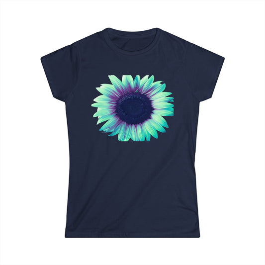 Tee — Teal & Purple Sunflower Graphic
