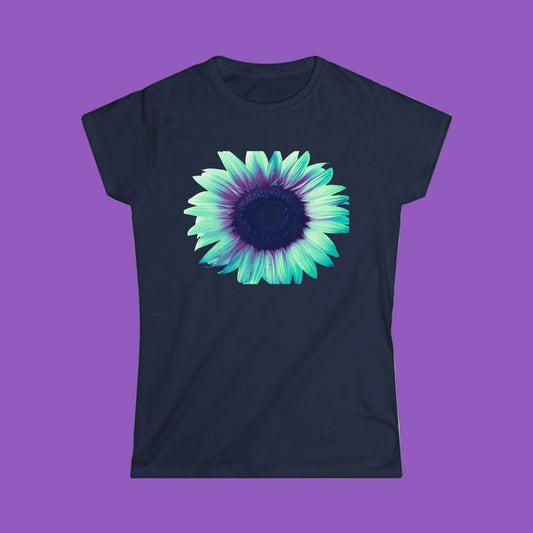 Tee — Teal & Purple Sunflower Graphic