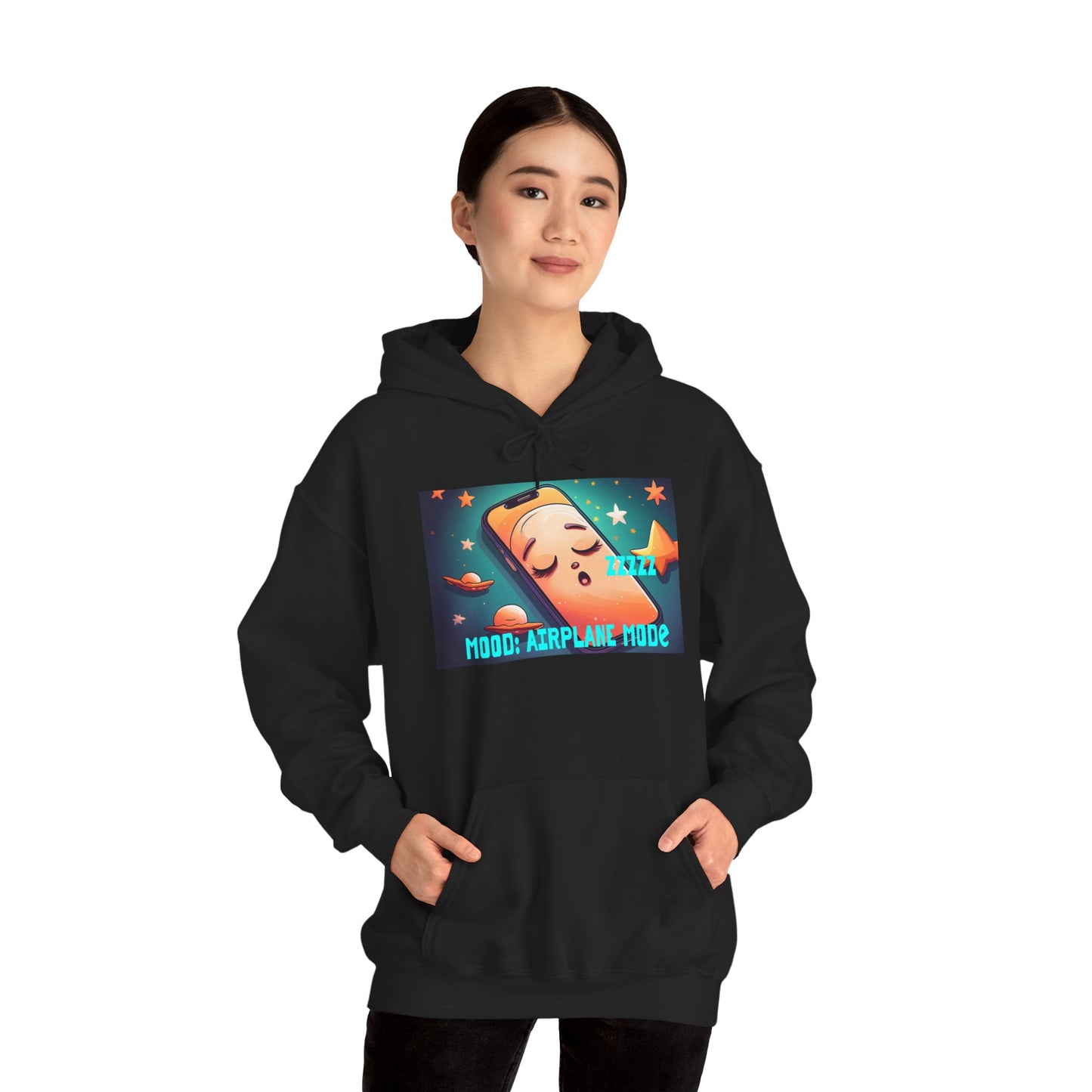 Hooded Sweatshirt - Airplane Mode Mood Sleeping Phone