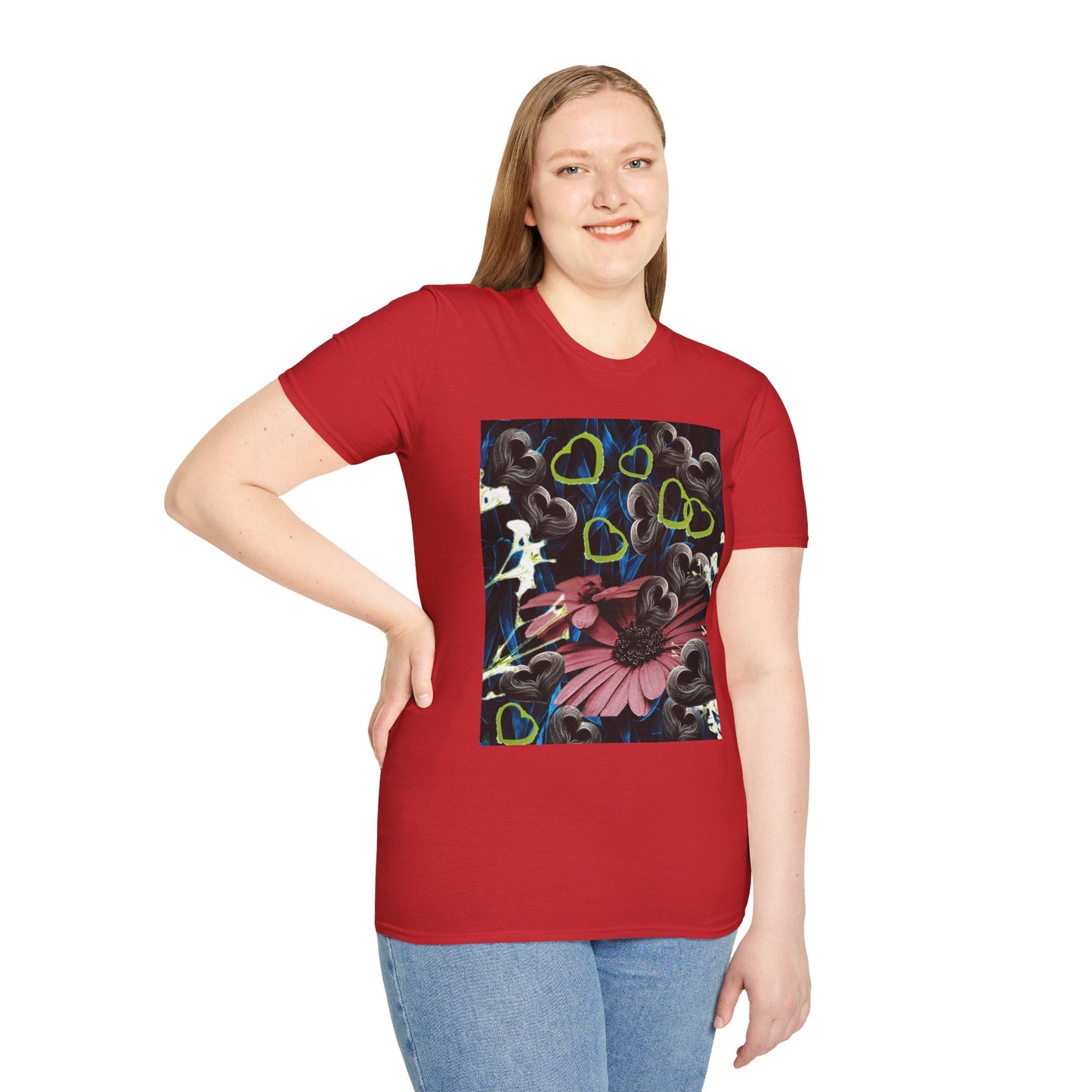 Floral Heart Unisex T-Shirt, Soft Cotton Tee, Casual Wear, Gift for Her/Him, Trendy Graphic Tee, Stylish Everyday Shirt