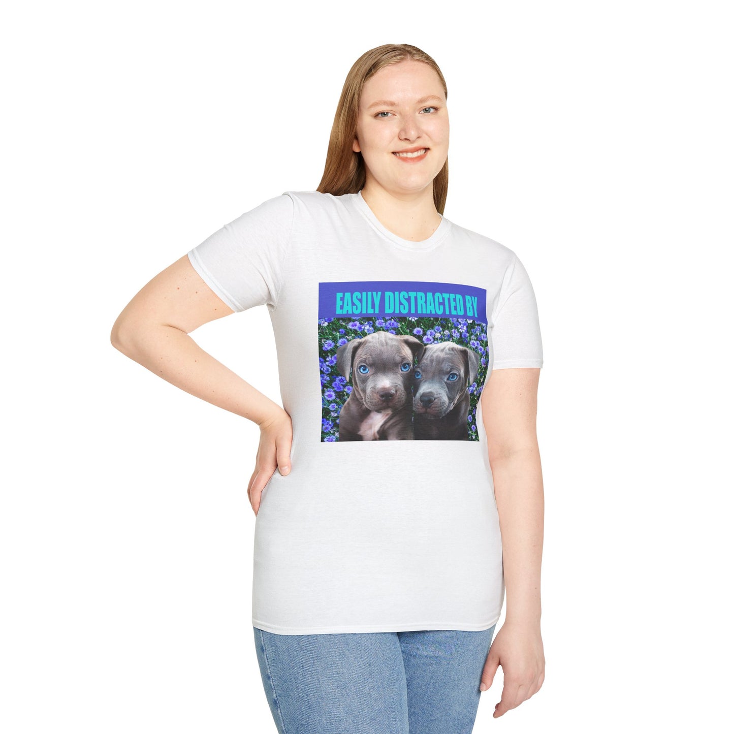 Easily Distracted by Puppies Cute Dog Lover T-Shirt, Easily Distracted by Dogs Tee, Perfect Gift for Pet Owners, Animal Lover Apparel, Casual Everyday Wear