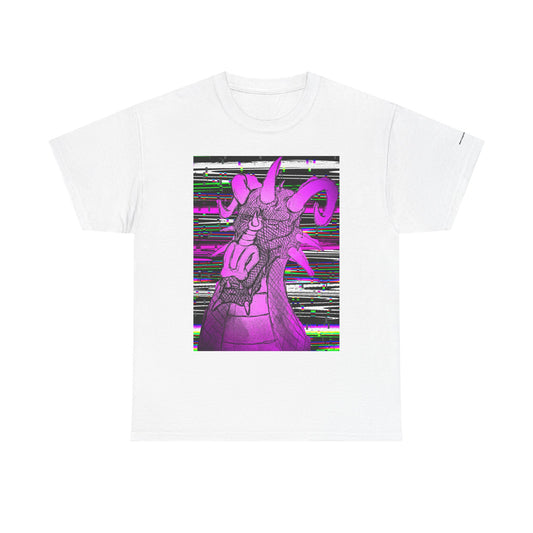 Vaporwave Dragon T-Shirt — Glitch Art Neon Purple Dragon Tee