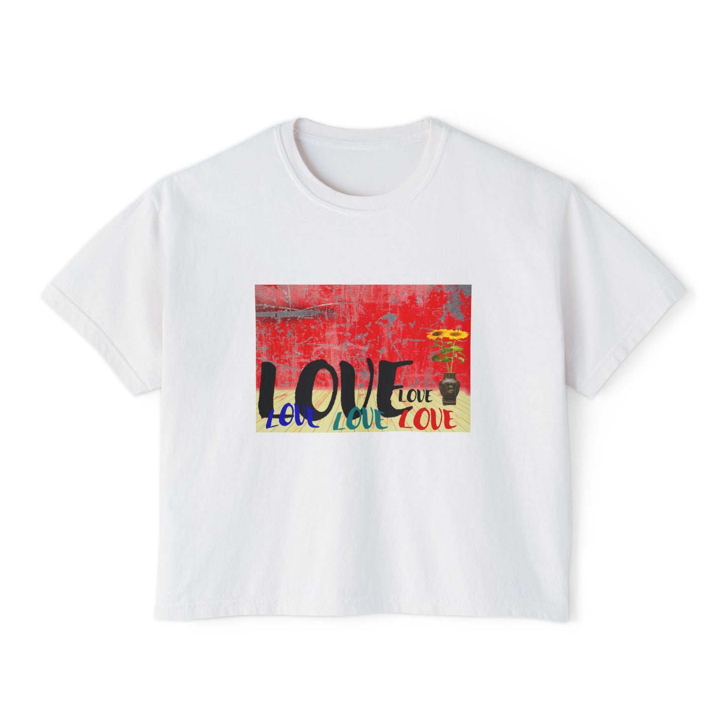 Colorful Love Boxy Tee, Women's Love T-Shirt, Casual Everyday Wear, Gift for Her, Summer Fashion Piece