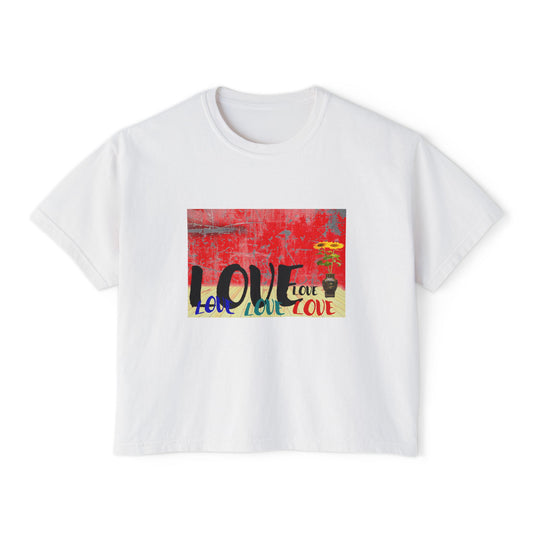 Colorful Love Boxy Tee, Women's Love T-Shirt, Casual Everyday Wear, Gift for Her, Summer Fashion Piece