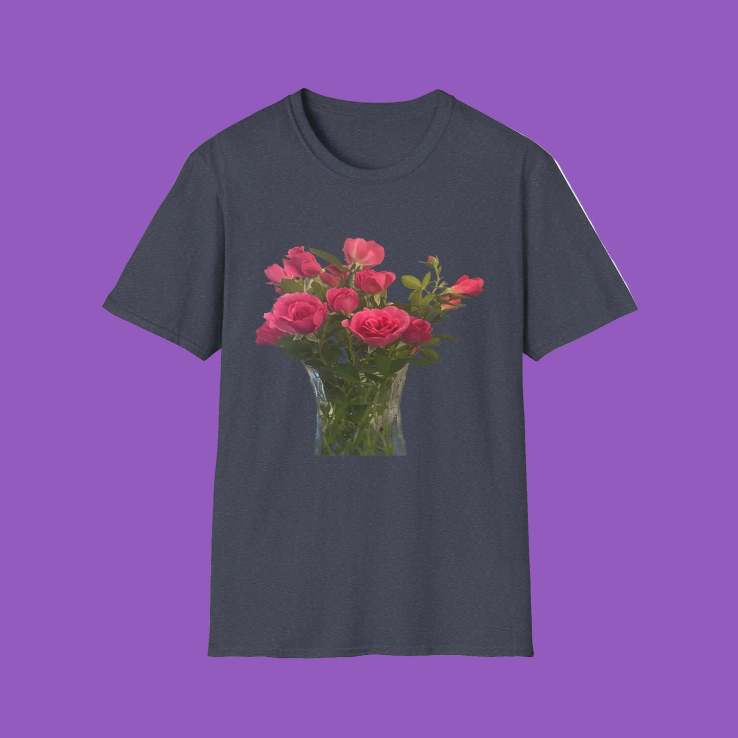 Floral Long Stemmed Red Roses Bouquet T-Shirt, Softstyle Tee Inspired by Nature, Gift for Garden Lovers, Spring/Summer Fashion, Flowers Design