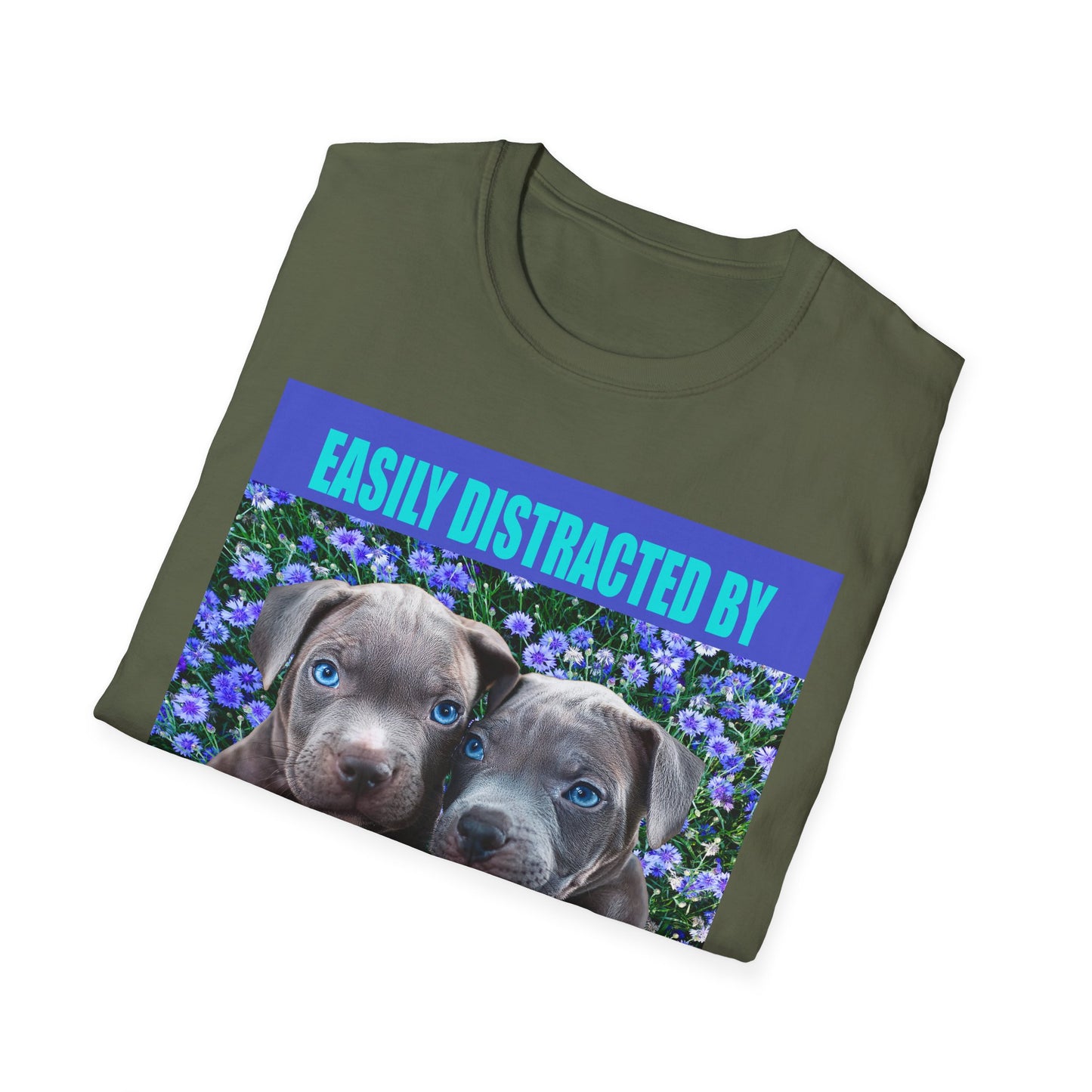 Easily Distracted by Puppies Cute Dog Lover T-Shirt, Easily Distracted by Dogs Tee, Perfect Gift for Pet Owners, Animal Lover Apparel, Casual Everyday Wear