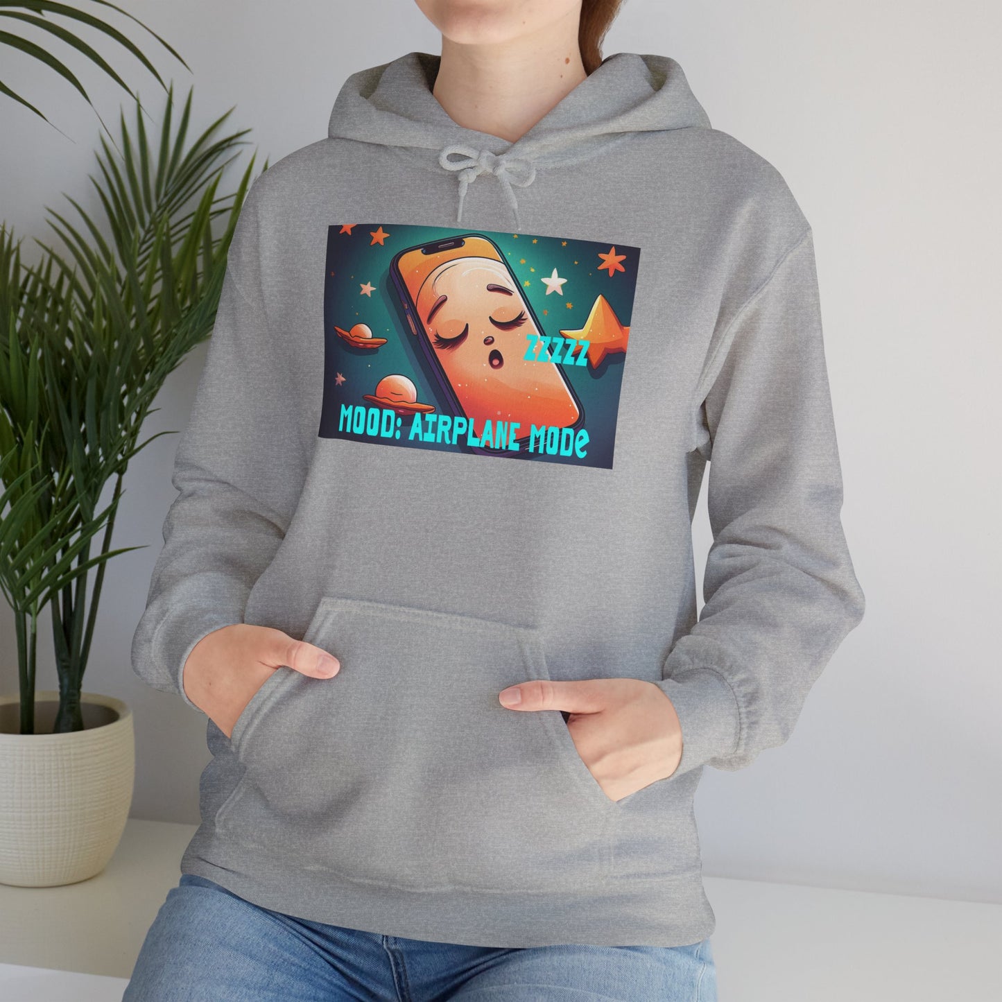 Hooded Sweatshirt - Airplane Mode Mood Sleeping Phone