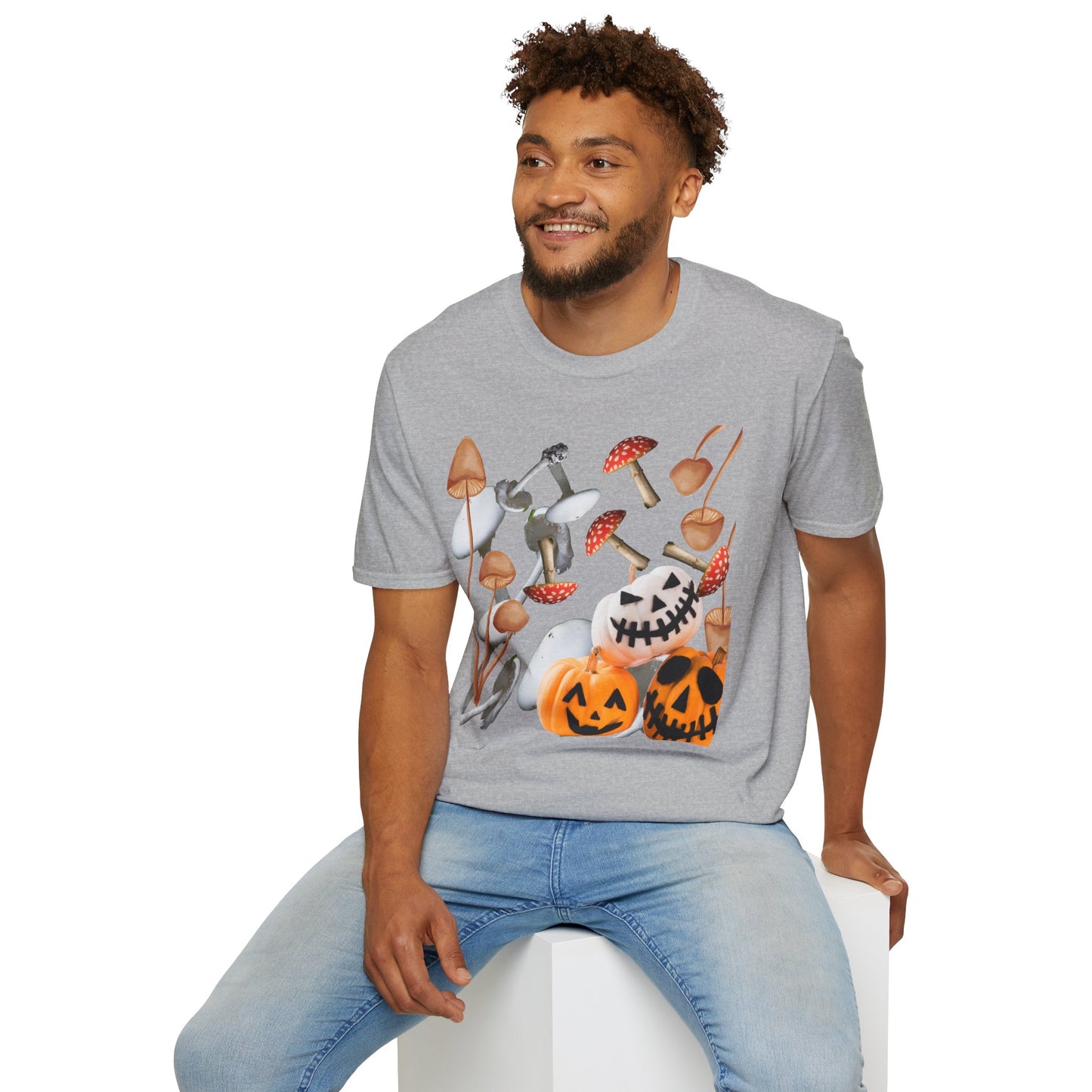 Funny Mushrooms Unisex T-Shirt - Falling from the Sky Pumpkinheads