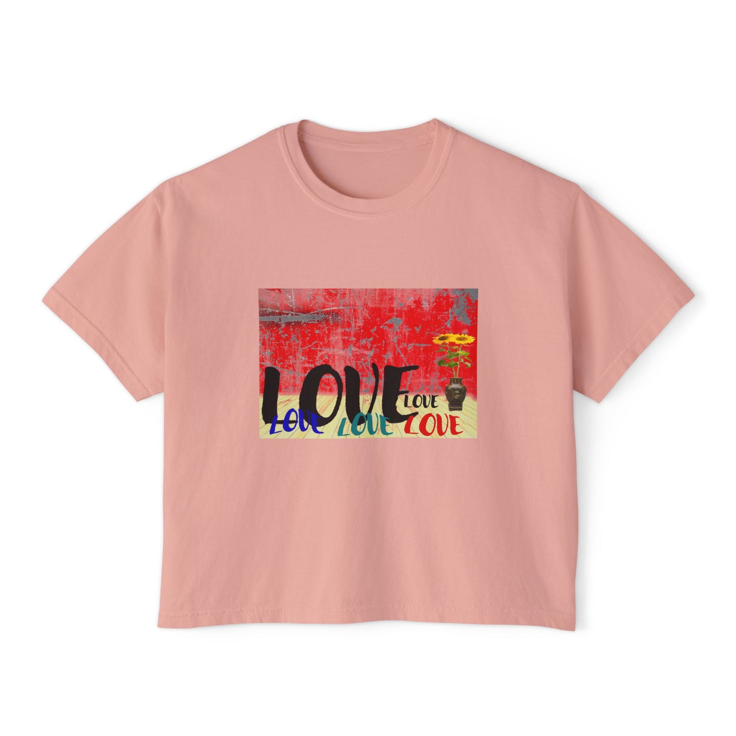 Colorful Love Boxy Tee, Women's Love T-Shirt, Casual Everyday Wear, Gift for Her, Summer Fashion Piece