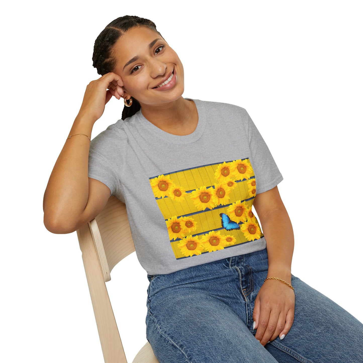 Sunflower & Butterfly Unisex T-Shirt | Floral Graphic Tee, Summer Fashion, Nature Lover Gift, Cute Casual Wear, Birthday Present