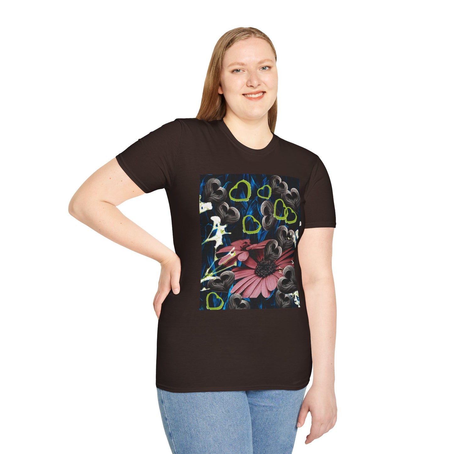 Floral Heart Unisex T-Shirt, Soft Cotton Tee, Casual Wear, Gift for Her/Him, Trendy Graphic Tee, Stylish Everyday Shirt
