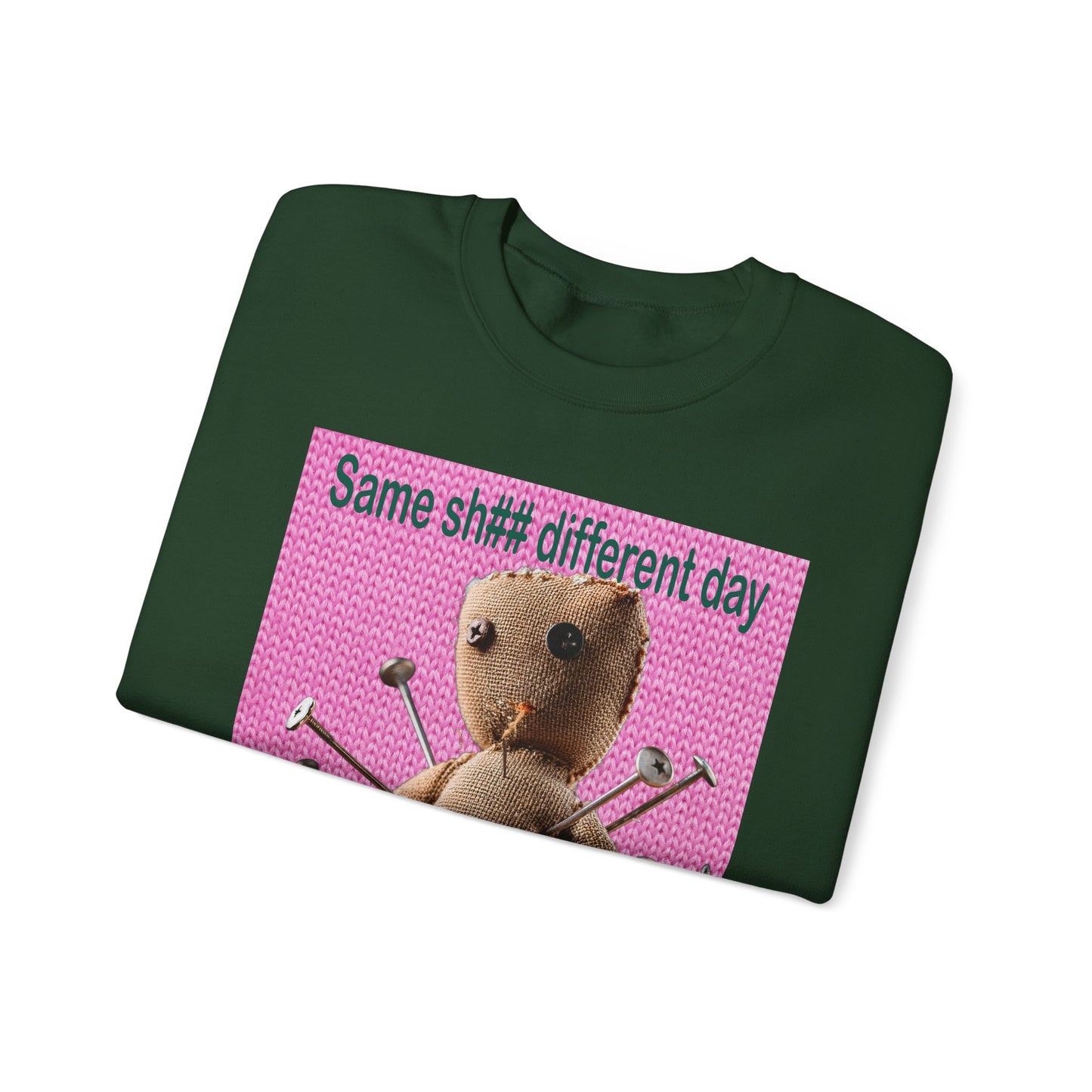 Voodoo Doll Funny Graphic Crewneck Sweatshirt, Casual Everyday Wear, Perfect Gift for Friends & Family, Humor, Quirky Style, Unisex
