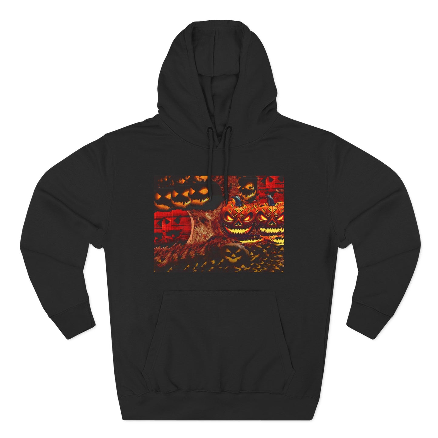 Halloween Distorted Pumpkin Three-Panel Fleece Hoodie
