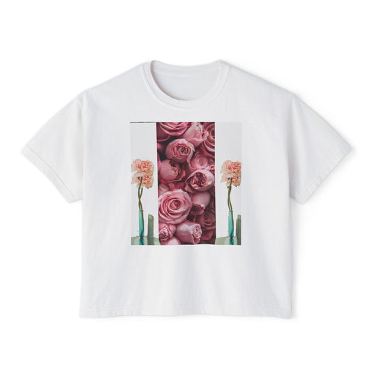 ROSE COLUMNS Women's Boxy Tee, Perfect for Spring, Casual Wear, Gift for Her, Everyday Chic, Comfort Fashion