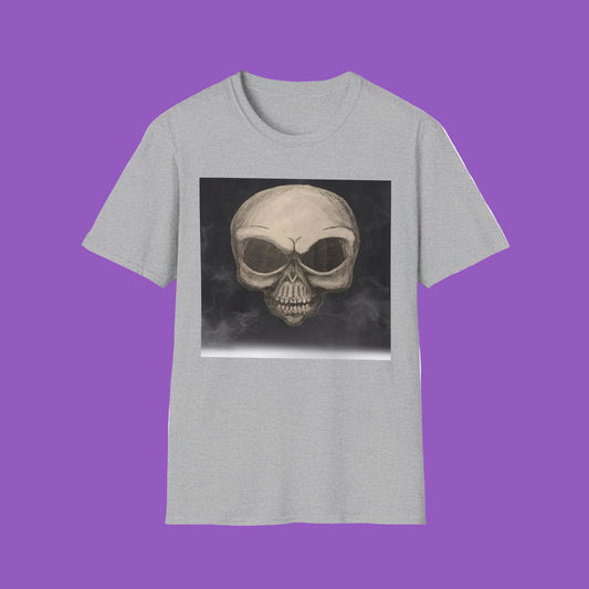 Skull Alien We Are Not Alone Art Unisex Softstyle T-Shirt - Edgy Graphic Tee