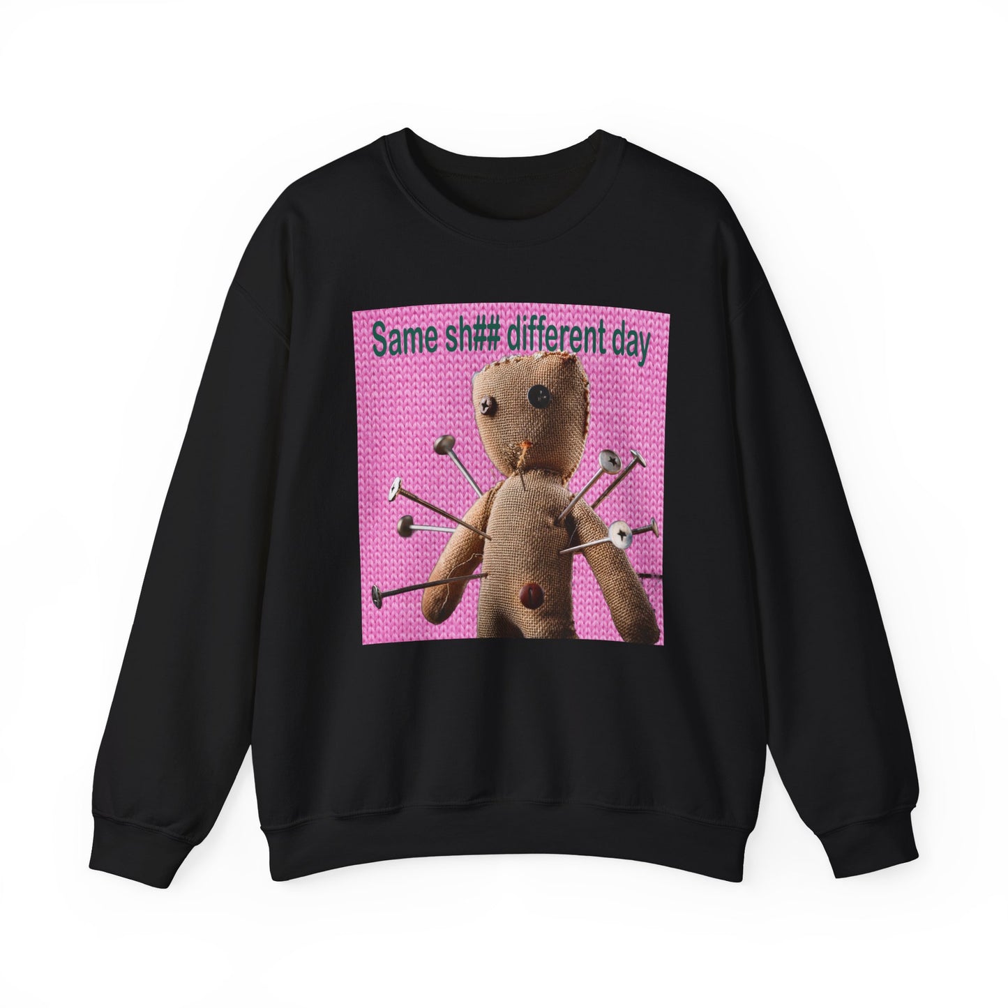 Voodoo Doll Funny Graphic Crewneck Sweatshirt, Casual Everyday Wear, Perfect Gift for Friends & Family, Humor, Quirky Style, Unisex