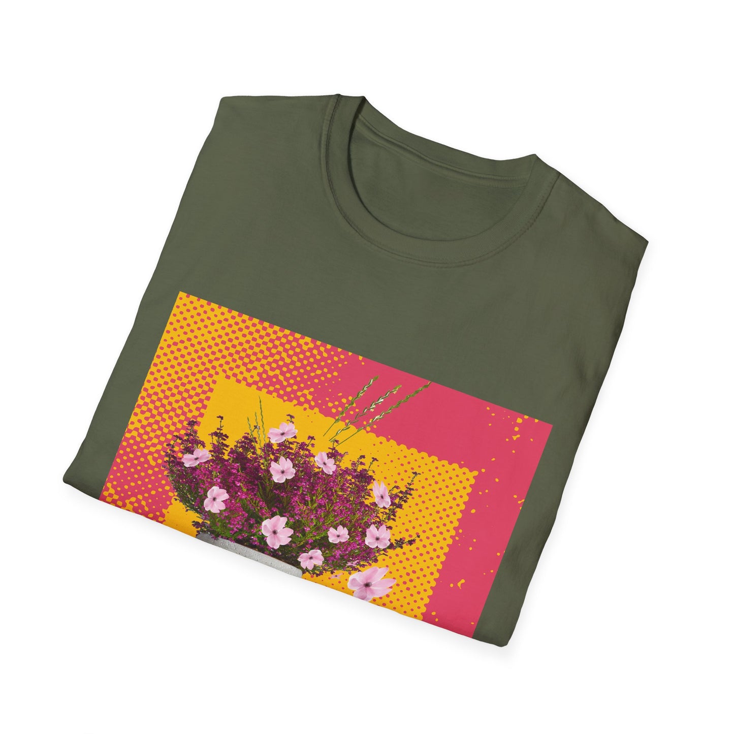Floral Bouquet Textured Unisex Softstyle T-Shirt, Casual Tee, Gift for Garden Lovers, Spring Fashion, Housewarming Gift, Floral Art