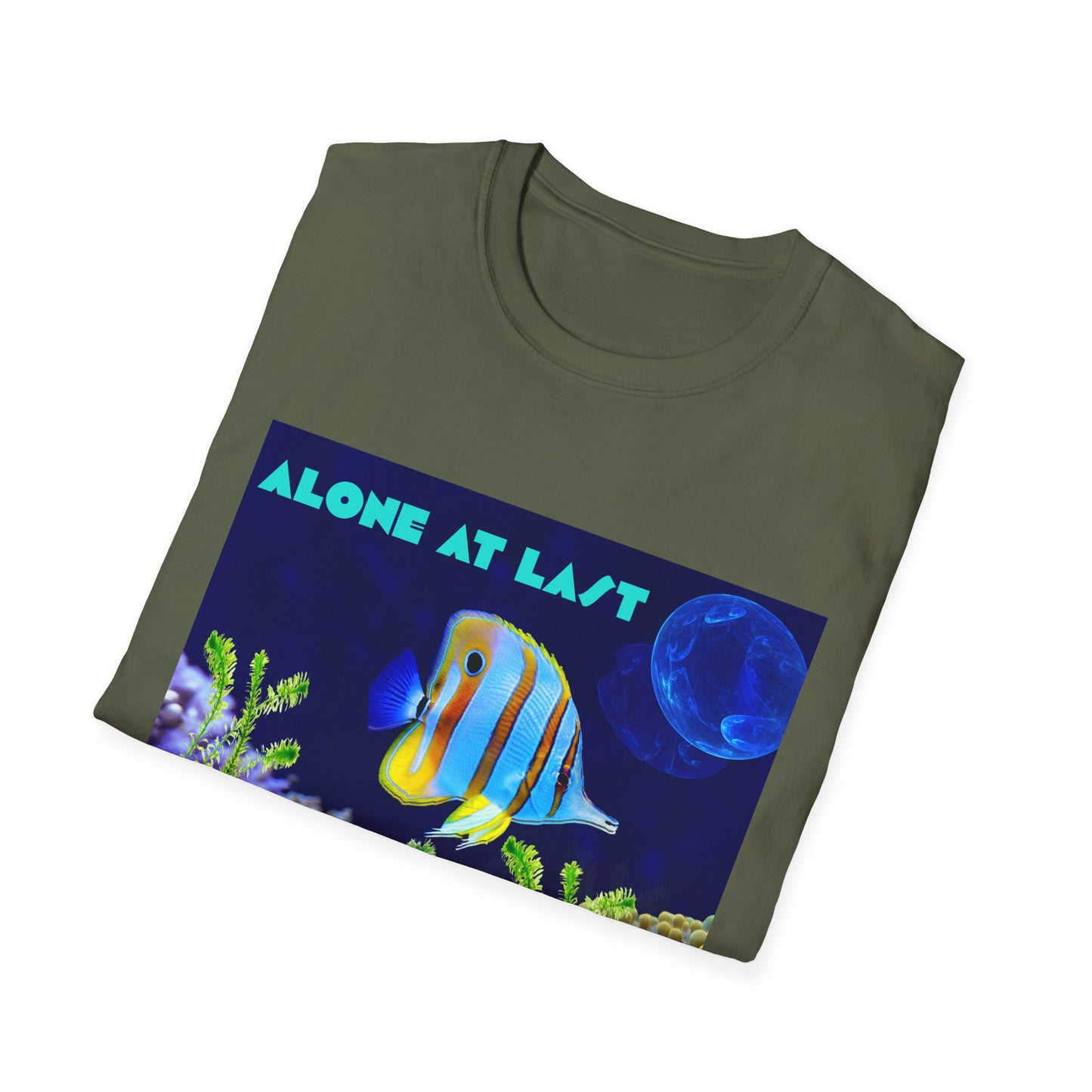 Underwater Adventure T-Shirt - (alone at last)Cool Sea Life Tee, Fish Shirt, Ocean Lover Gift, Beach Day Wear, Casual Summer Style, Swimwear
