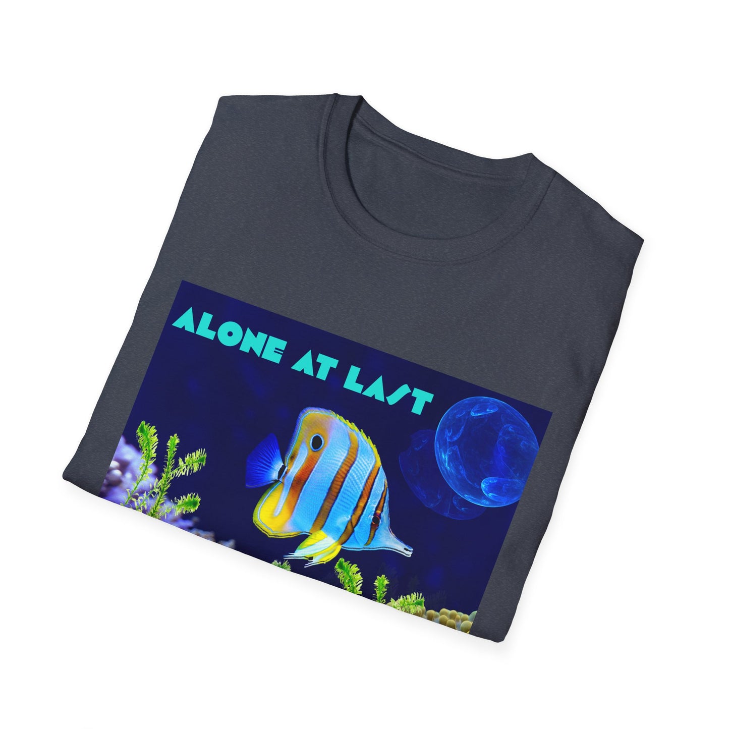 Underwater Adventure T-Shirt - (alone at last)Cool Sea Life Tee, Fish Shirt, Ocean Lover Gift, Beach Day Wear, Casual Summer Style, Swimwear