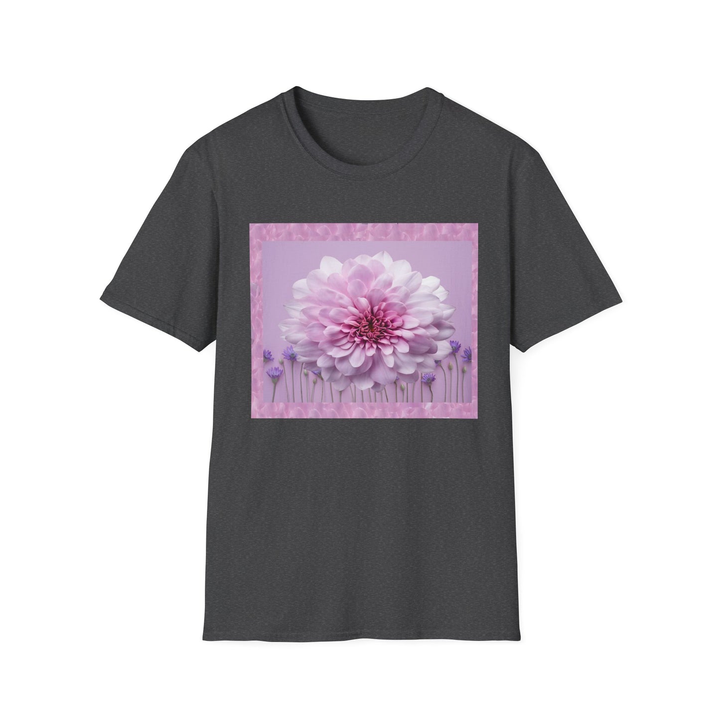 Pink Floral Art Unisex T-Shirt, Softstyle Tee, Summer Fashion, Gift for Her, Floral Shirt, Casual Wear