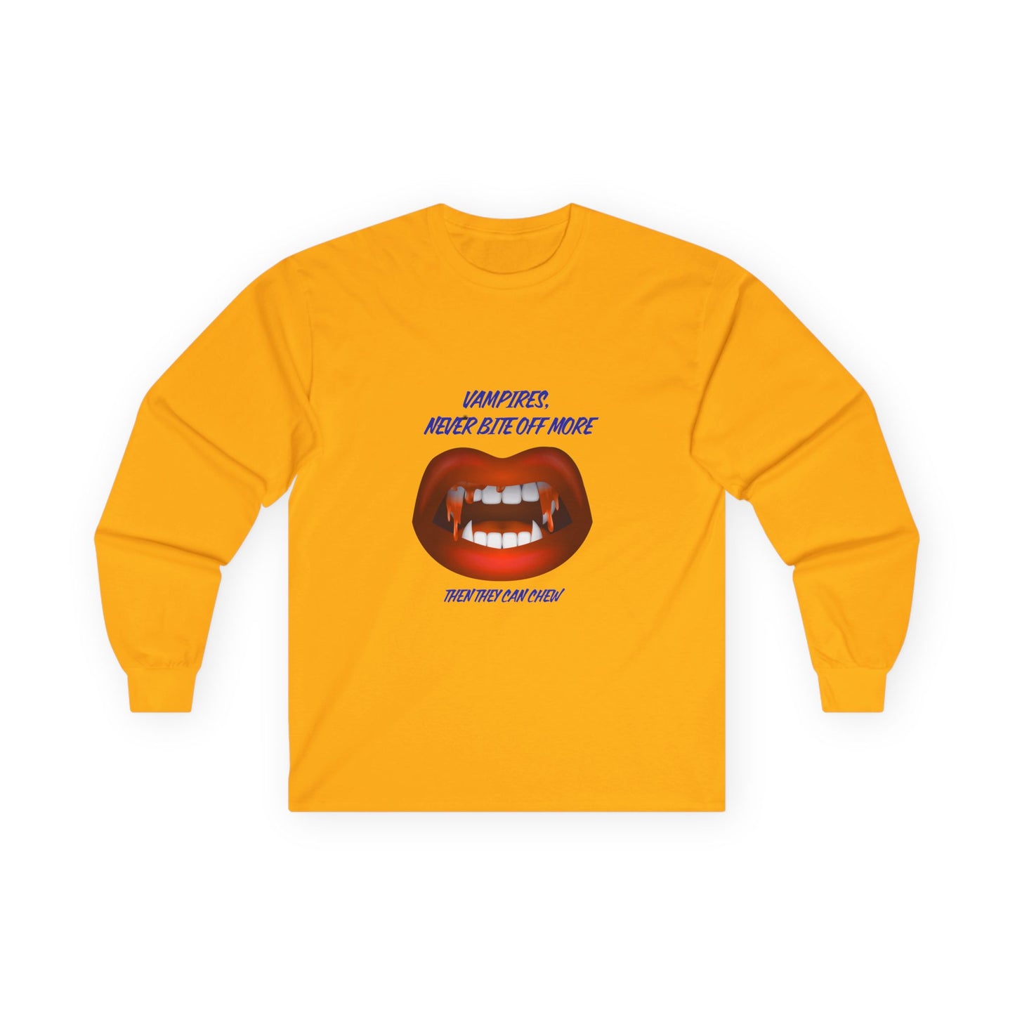 Vampire Humor Long Sleeve Tee, Unisex Halloween T-Shirt, Spooky Party, Funny Gift, Graphic Tee for Vampire Lovers, Casual Wear