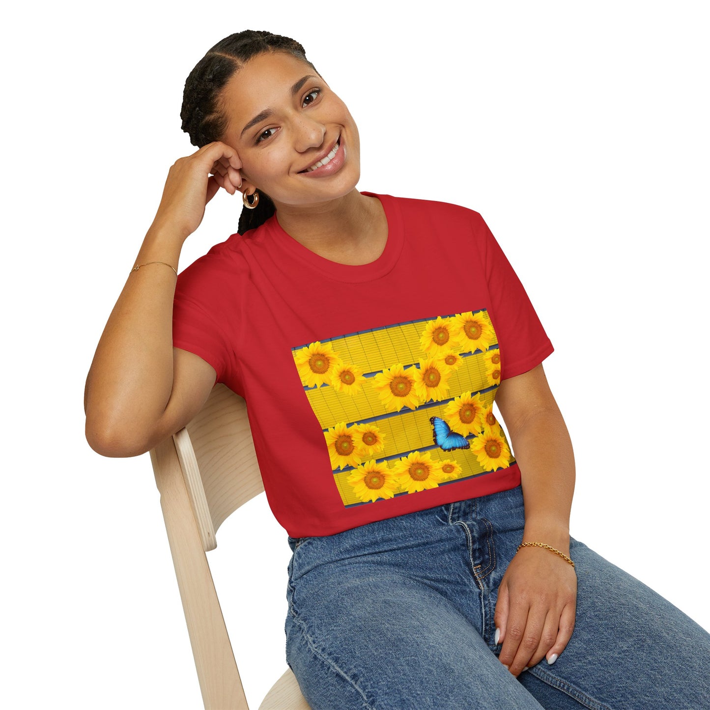 Sunflower & Butterfly Unisex T-Shirt | Floral Graphic Tee, Summer Fashion, Nature Lover Gift, Cute Casual Wear, Birthday Present