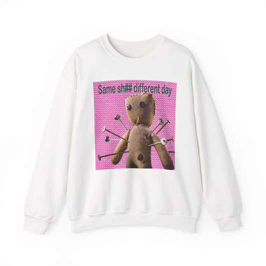 Voodoo Doll Funny Graphic Crewneck Sweatshirt, Casual Everyday Wear, Perfect Gift for Friends & Family, Humor, Quirky Style, Unisex