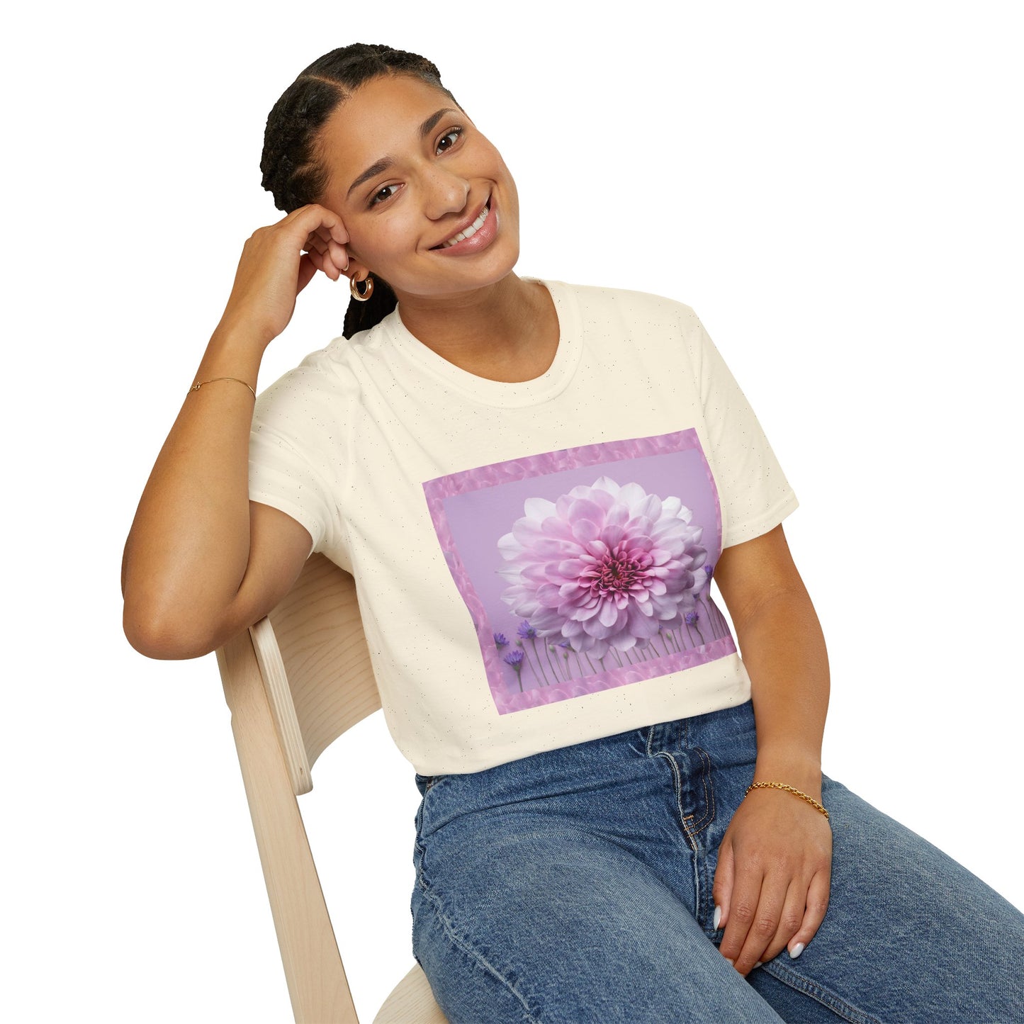 Pink Floral Art Unisex T-Shirt, Softstyle Tee, Summer Fashion, Gift for Her, Floral Shirt, Casual Wear