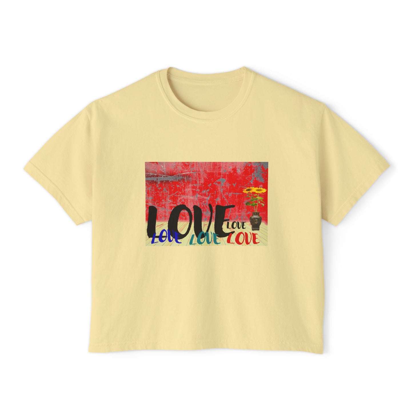 Colorful Love Boxy Tee, Women's Love T-Shirt, Casual Everyday Wear, Gift for Her, Summer Fashion Piece