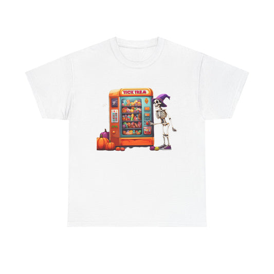 Halloween Skeleton Vending Machine Tee | Unisex Heavy Cotton T-Shirt, Spooky Shirt, Fall Fashion, Trick or Treat Top, Halloween Costume